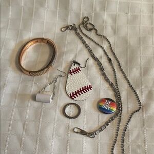Silver and Brown Men's Accessory Set
